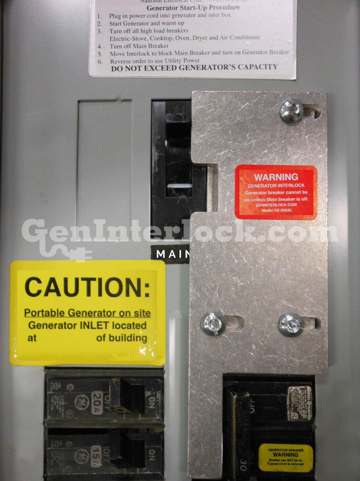 Generator Interlock Kit General Electric GE Vertical Throw 150 And 200