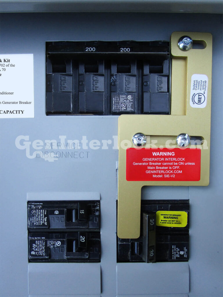 Generator Interlock Kit Vertical Throw Siemens 150 200 Panels