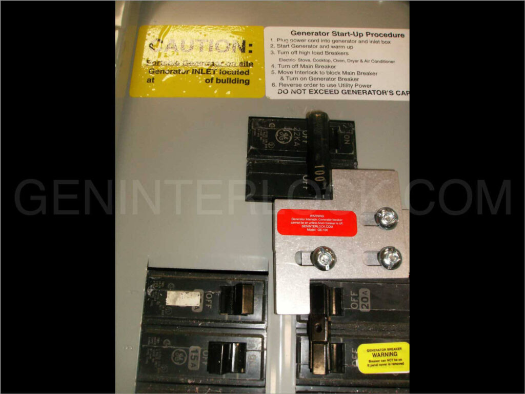 100 amp panel with generator interlock