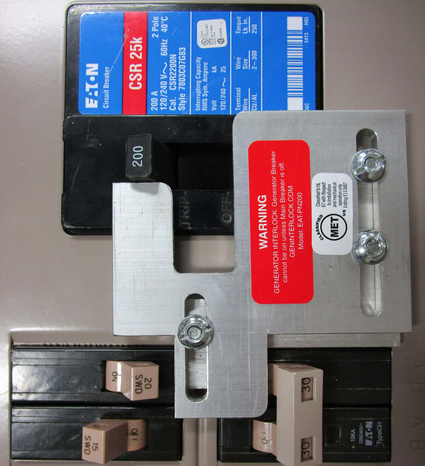 Generator Interlock Kit Cutler Hammer / Eaton CH Series With PLUG ON ...